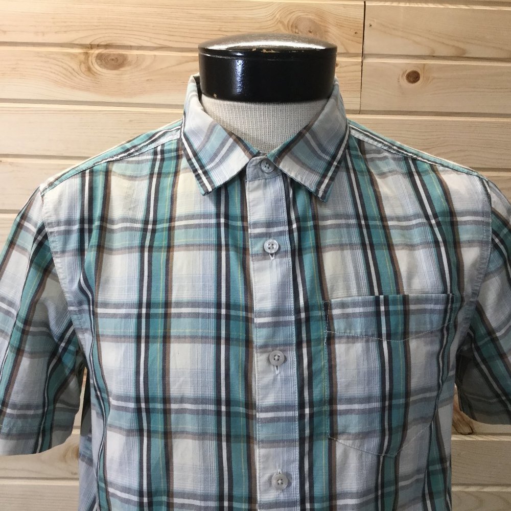 North Face Plaid Hiking Button Front Shirt  M SS